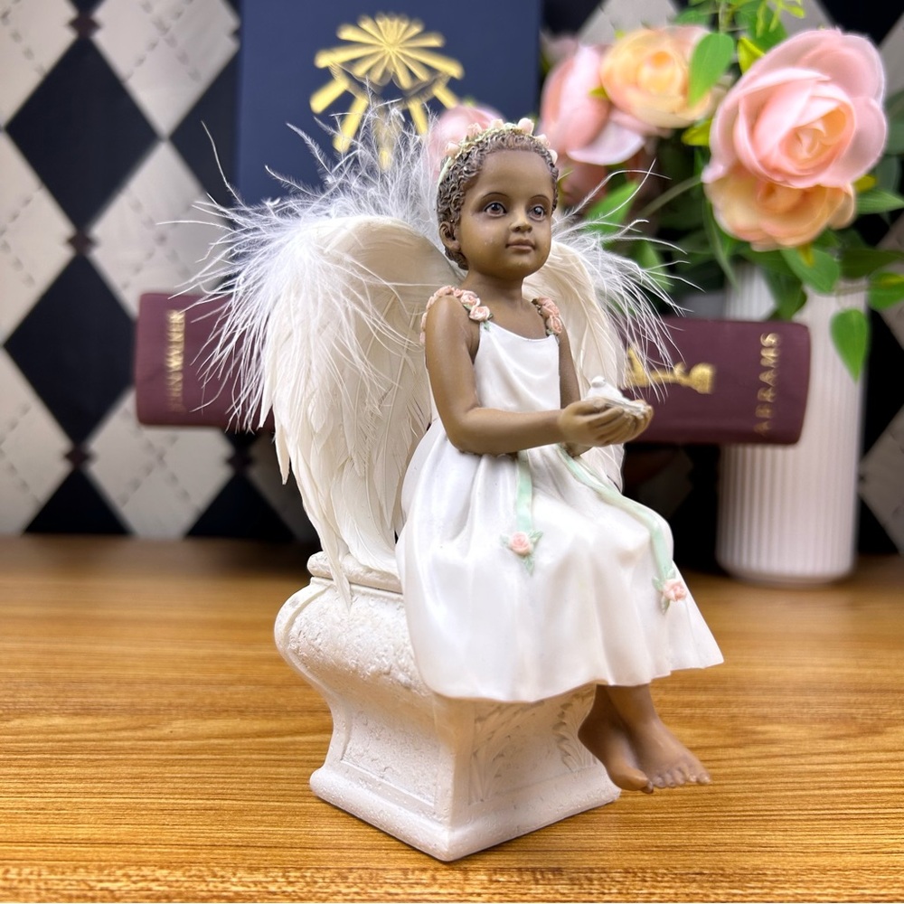 Sweet Child Angel Figurine Sculpture Nurturing Birds Home Décor Collectible Rare - Picture 4 of 12